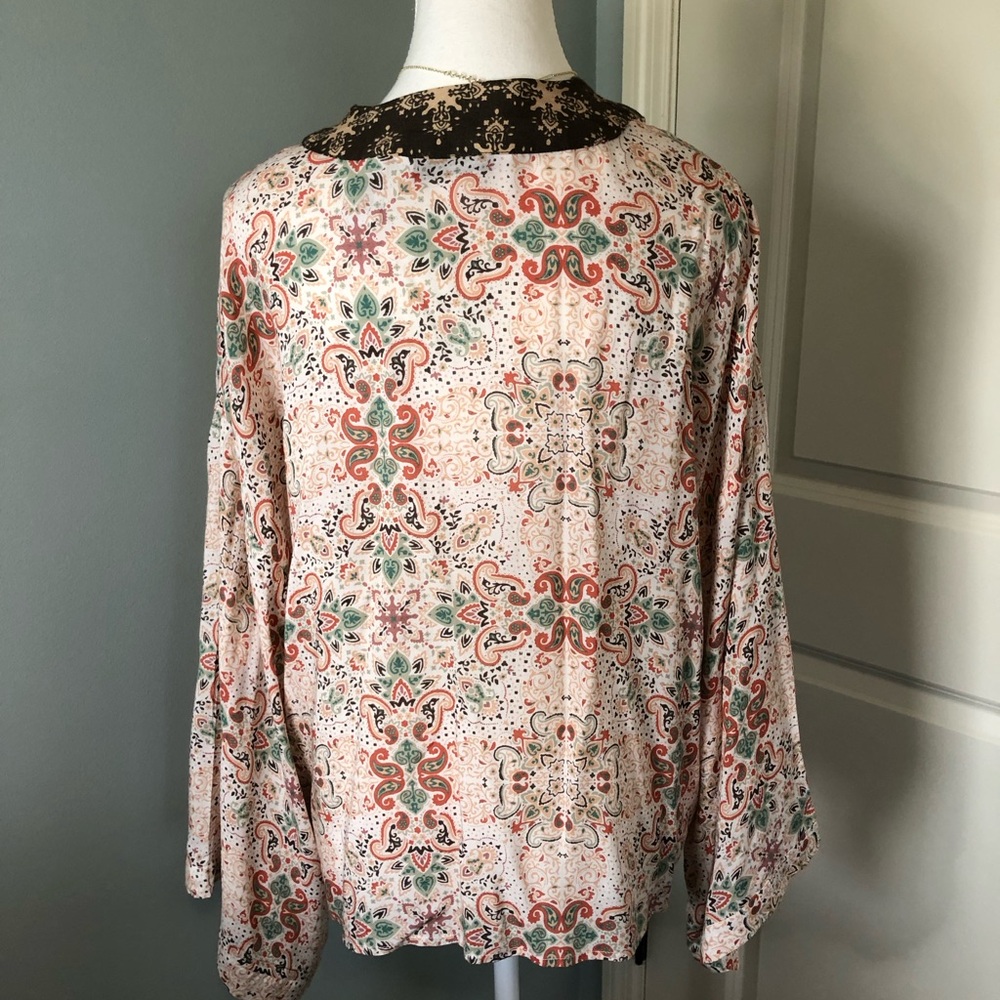 Michael Stars Evereve Patina Wide Sleeve Paisley Kimono Wrap. One size. - Picture 6 of 9